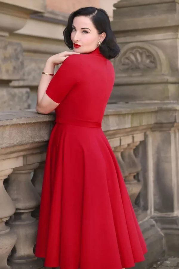 Hot Vintage Diva Laura Lee Swing Jurk In Rood