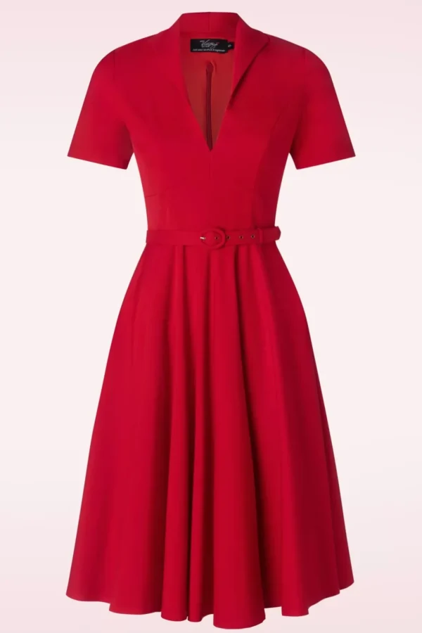 Hot Vintage Diva Laura Lee Swing Jurk In Rood