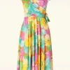 New Vintage Chic for Topvintage Layla Bright Floral Swing Jurk In Multi