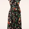 Online Vintage Chic for Topvintage Layla Floral Gekruiste Jurk In Zwart