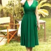 Clearance Vintage Chic for Topvintage Layla Gekruiste Jurk In Groen