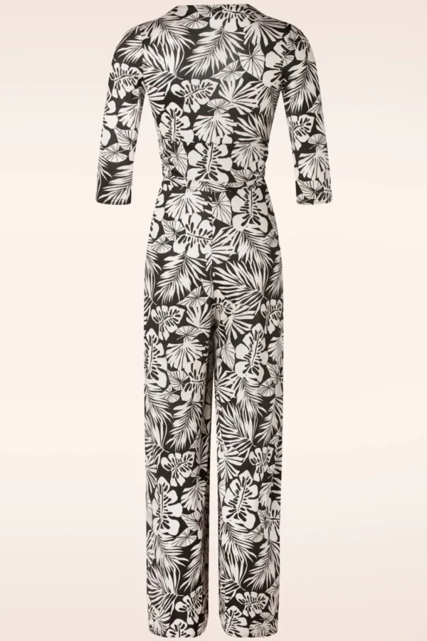 Hot Vintage Chic for Topvintage Lina Leaf Print Jumpsuit In Zwart
