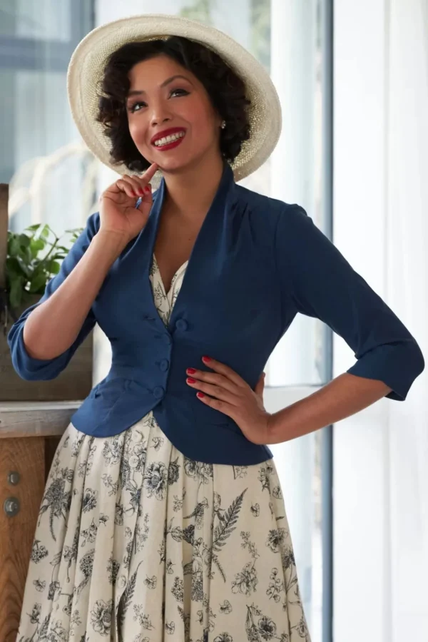 Shop Miss Candyfloss Liza Lee Becoming Versatility Chic Blazer In Marineblauw