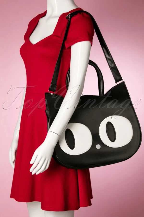 Cheap Banned Retro Lizzy De Big Eyed Cat Tas In Zwart