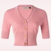 Shop Banned Retro Love Heart Cardigan In Poederroze