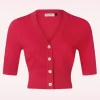 Shop Banned Retro Love Heart Cardigan In Rood