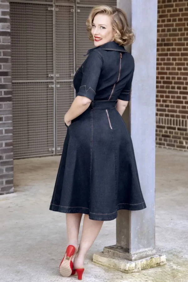 Cheap Rock-a-Booty Lucielle Swing Jurk In Donkerdenim