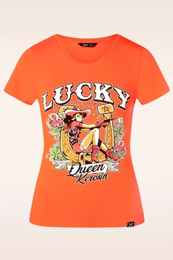 Fashion Queen Kerosin Lucky T-Shirt In Oranje