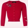 Outlet Collectif Clothing Lucy Posty Cat Cardigan In Rood