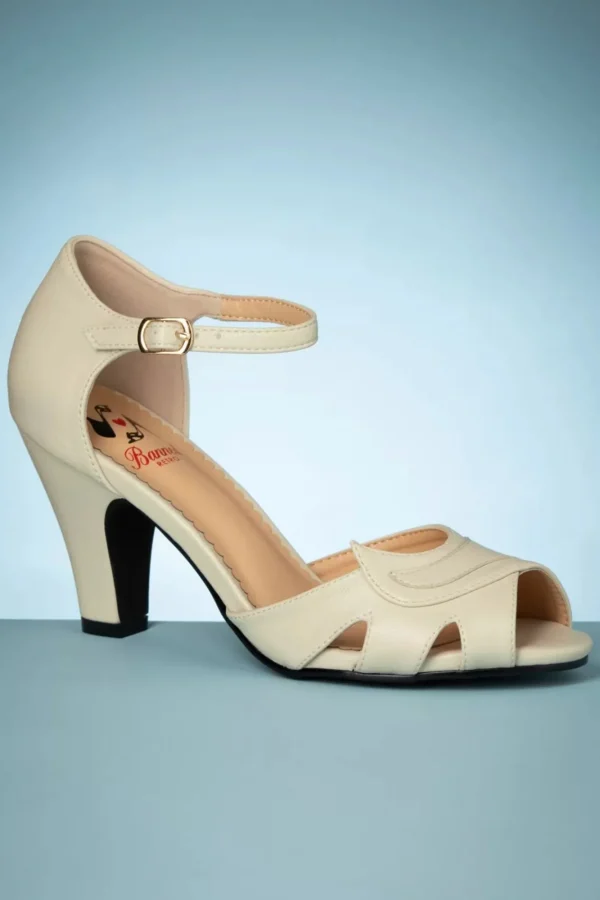 Flash Sale Banned Retro Mable Peeptoe Pumps In Creme