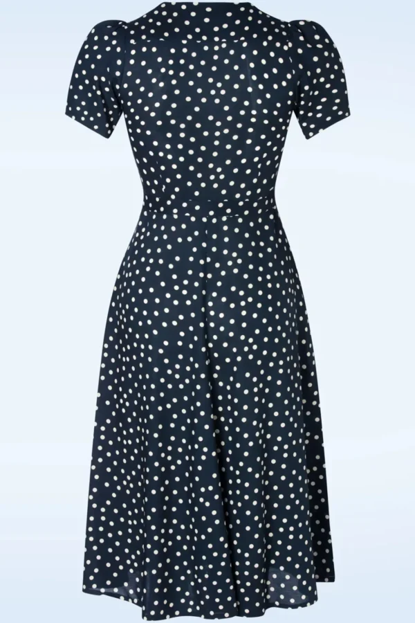 Cheap Very Cherry Magnolia Polka Dot Jurk In Marineblauw