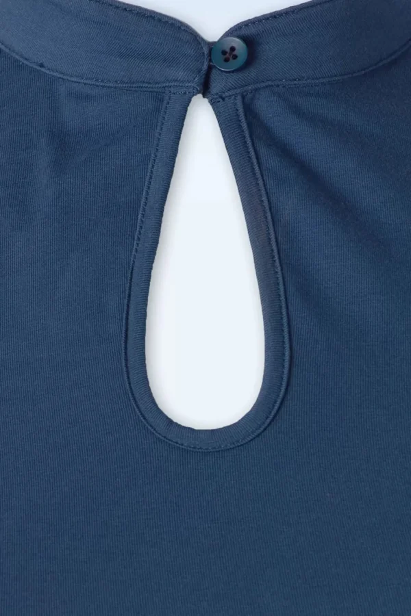 Flash Sale Banned Retro Mandarin Collar Top In Marineblauw