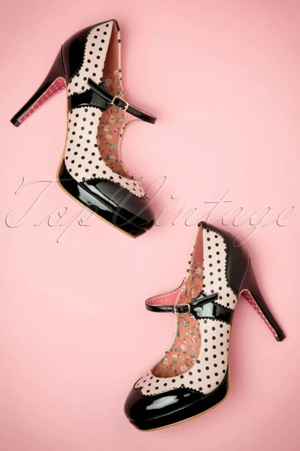 Shop Banned Retro Mary Jane Pumps In Zwart En Beige Roze