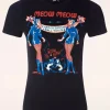 New Queen Kerosin Meow Meow T-Shirt In Zwart