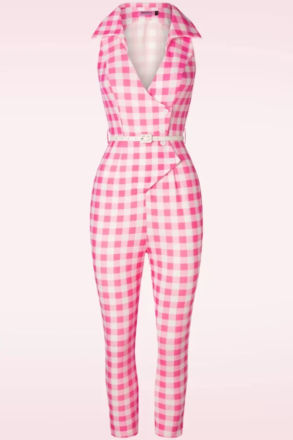 Cheap Rebel Love Clothing Midge Gingham Jumpsuit In Roze