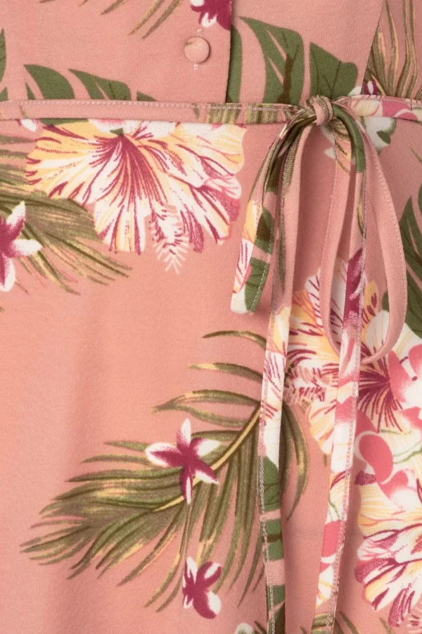 Hot Vixen Midi-Jurk Met Tropische Bloemen In Roze