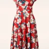 Outlet Vintage Chic for Topvintage Miley Flower Swing Jurk In Felrood