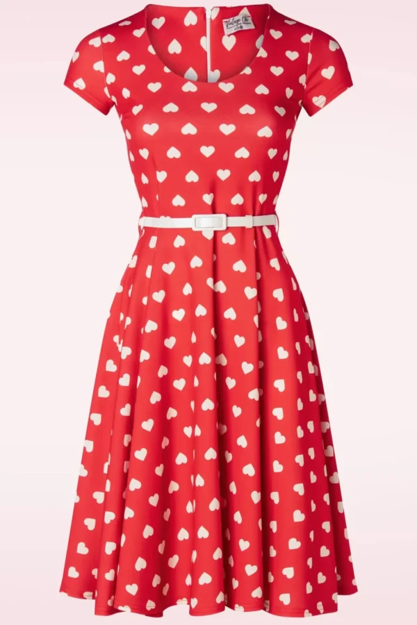 Shop Vintage Chic for Topvintage Minnie Hearts Swing Jurk In Rood