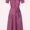 Cheap Very Cherry Minouche Revers Midi Jurk In Paarsrood