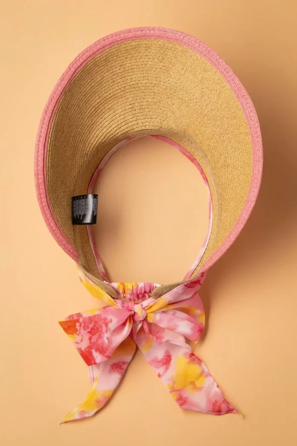 Flash Sale Amici Misha Straw Visor Hoed In Beige En Roze