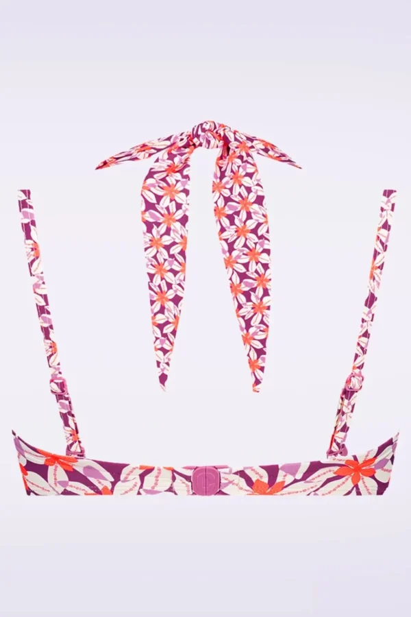 Shop TC Beach Multiway Summer Flowers Bikinitop In Paars