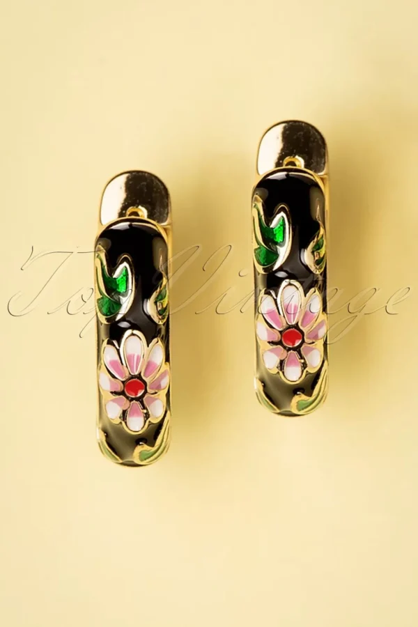 New Day&Eve by Go Dutch Label My Flower Oorbellen In Zwart