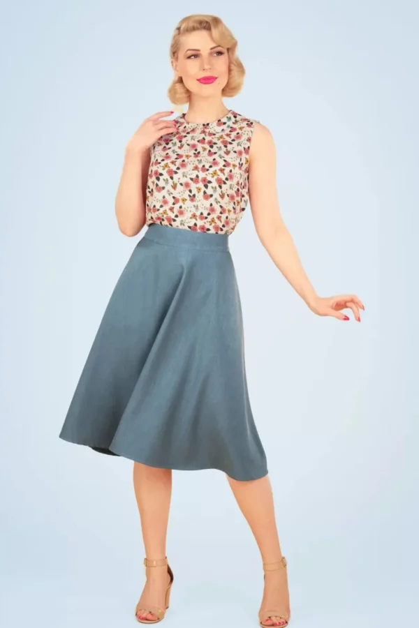 Fashion Banned Retro My Summer Staple Swing Rok In Blauw