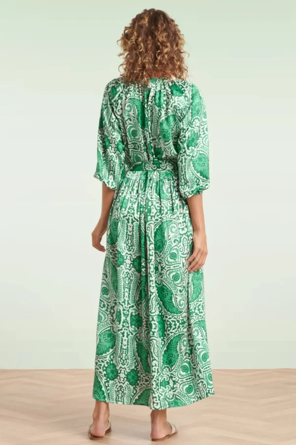 Online Smashed Lemon Myra Maxi Jurk In Gebroken Wit En Groen