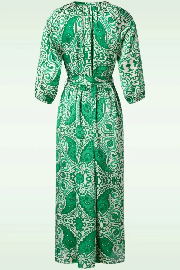 Online Smashed Lemon Myra Maxi Jurk In Gebroken Wit En Groen