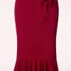 Online Vintage Chic for Topvintage Naomi Ruffle Pencil Rok In Rood