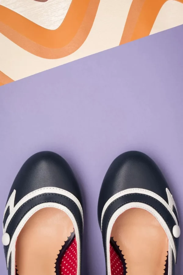 Best Banned Retro Nautical Kelly Lee Pumps In Marineblauw