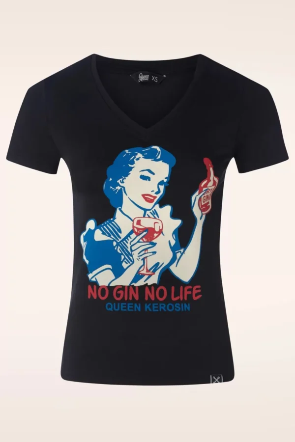 Best Queen Kerosin No Gin No Life T-Shirt In Zwart