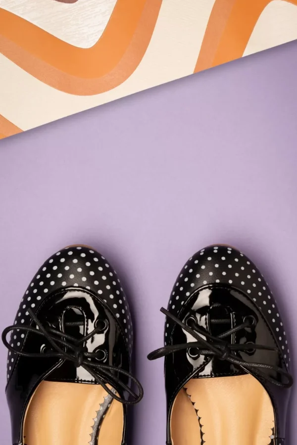New Banned Retro Oxford Isabella Ballerina's In Zwart