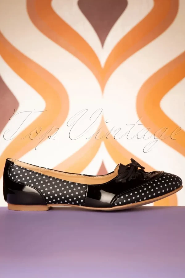 New Banned Retro Oxford Isabella Ballerina's In Zwart