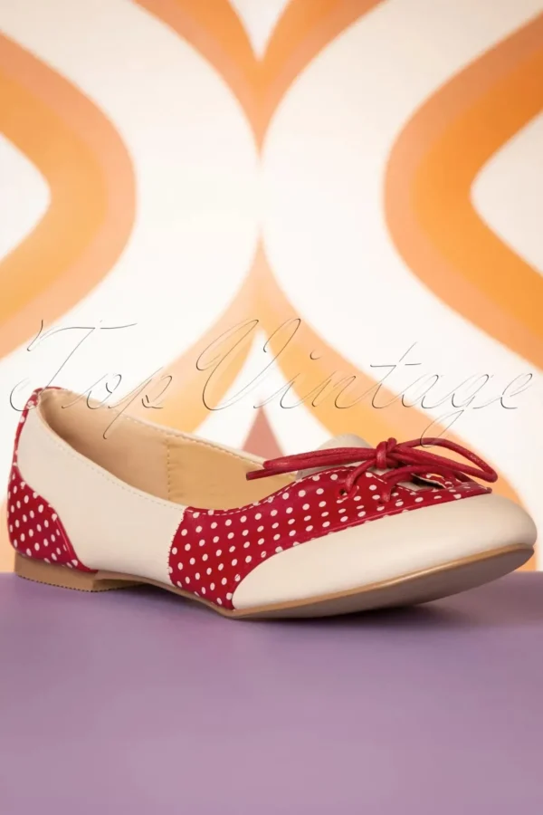 Store Banned Retro Oxford Isabella Ballerina's In Nude En Rood