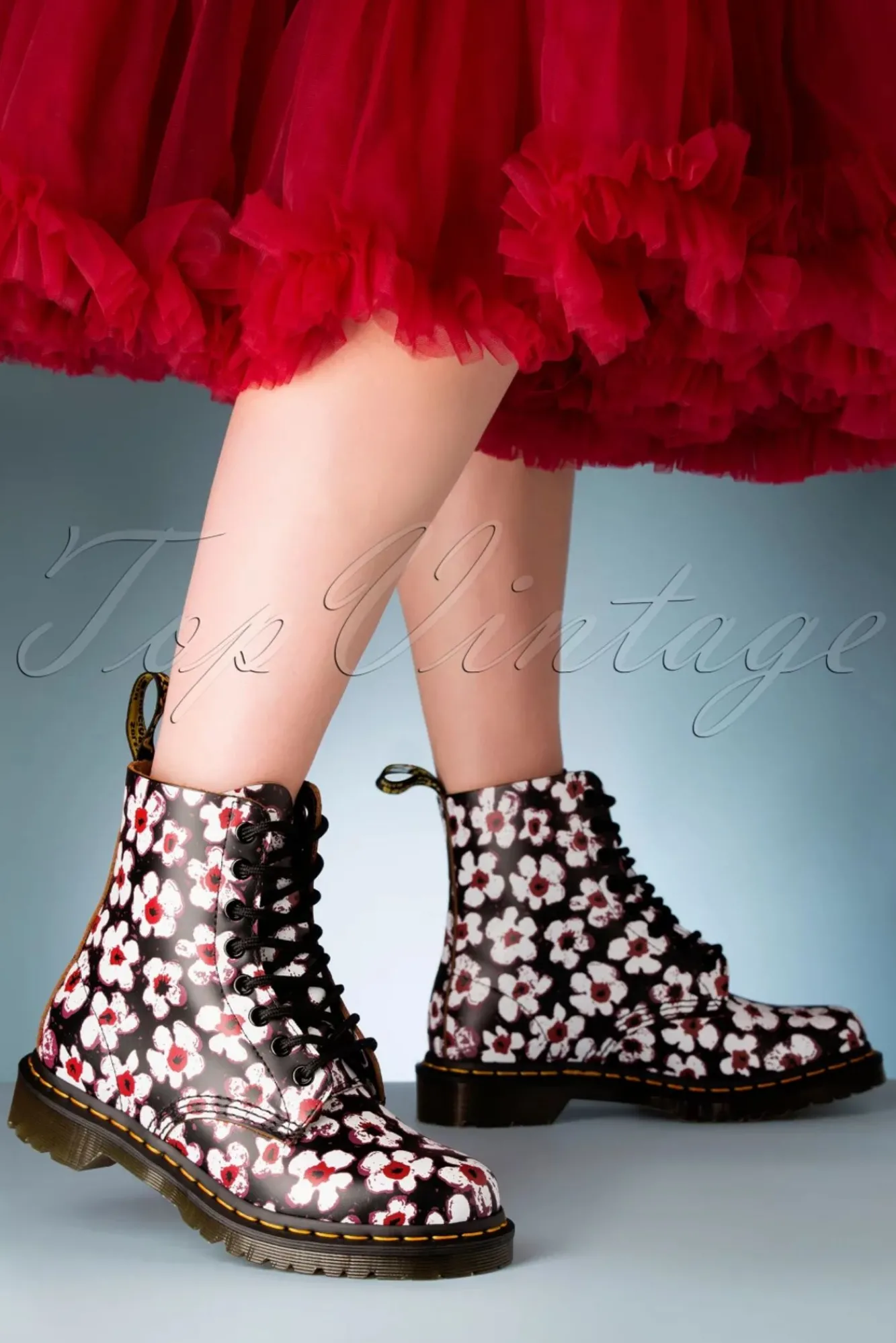 Cheap Dr. Martens 1460 Pansy Fayre Vintage Laarzen In Zwart