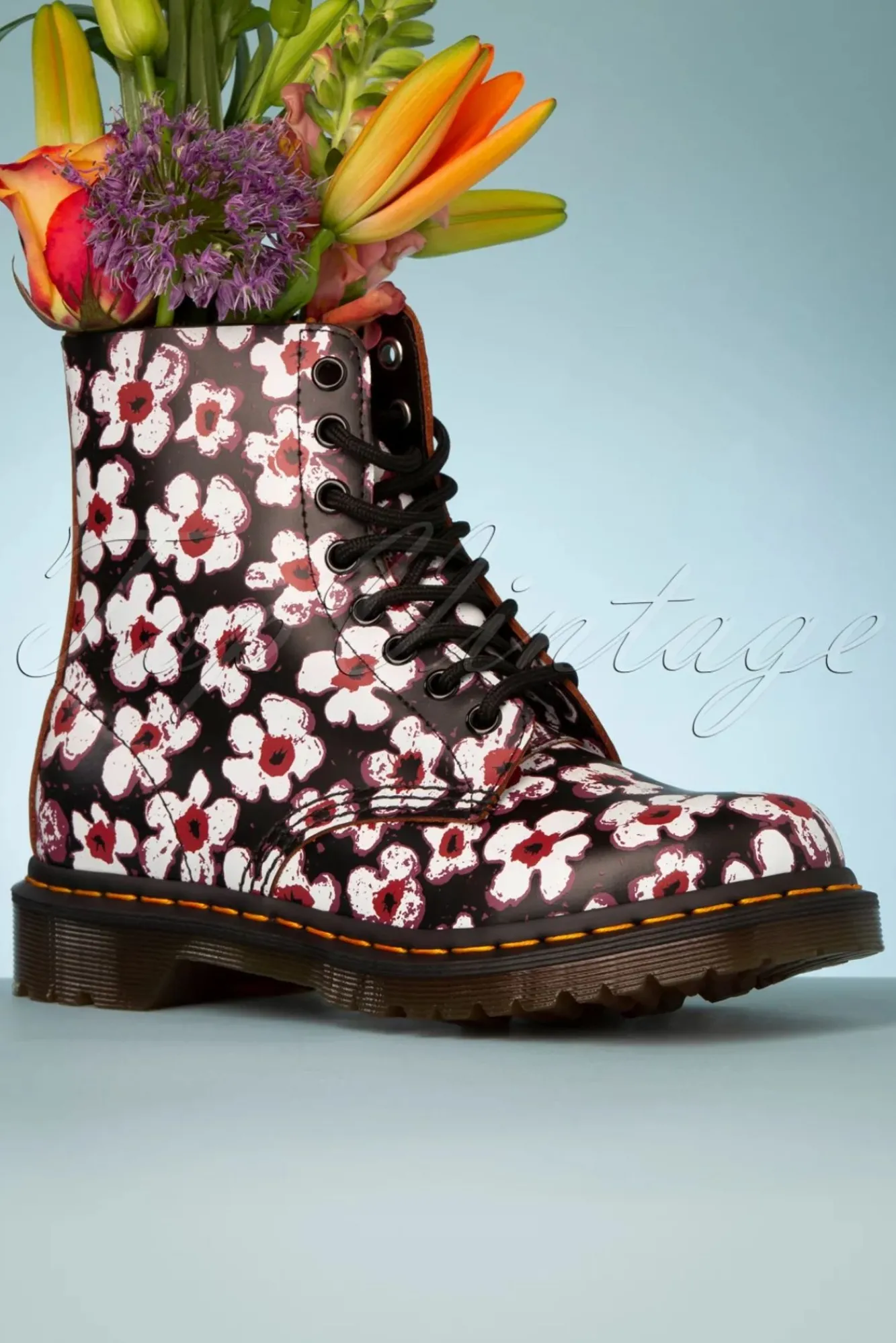 Cheap Dr. Martens 1460 Pansy Fayre Vintage Laarzen In Zwart