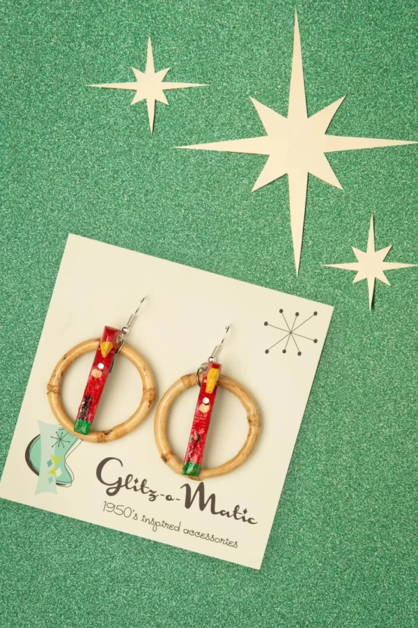 Online Glitz-o-Matic Papegaai Bamboe Oorringen In Rood