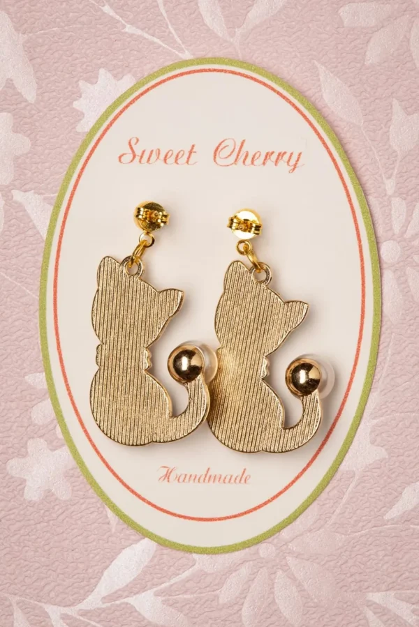 Cheap Sweet Cherry Parel Kat Drop Oorbellen In Goud