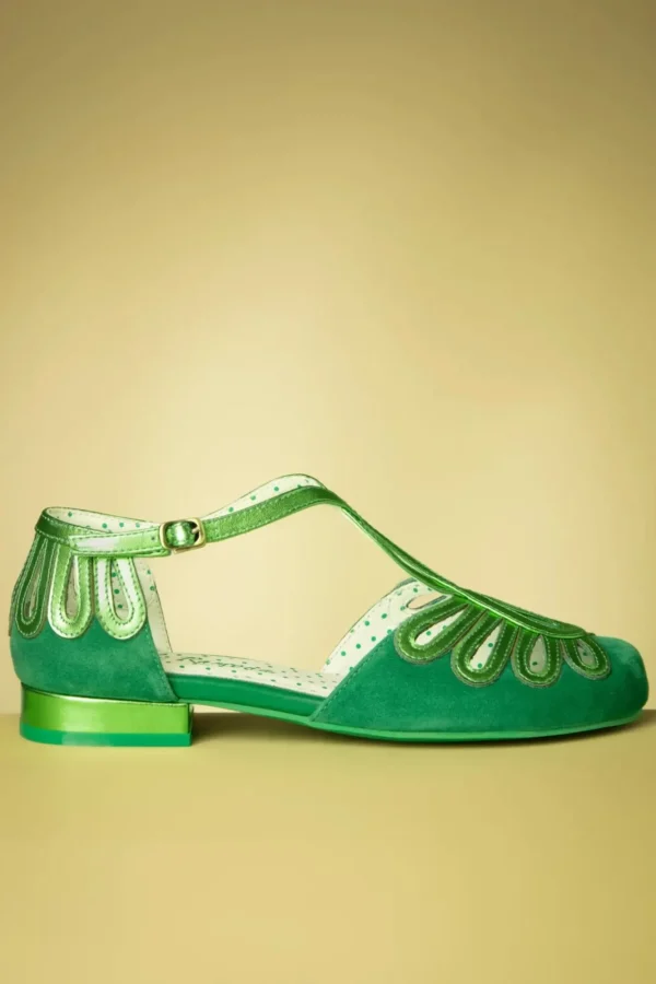 Online Lola Ramona Penny Suede Dainty Ballerina's In Groen