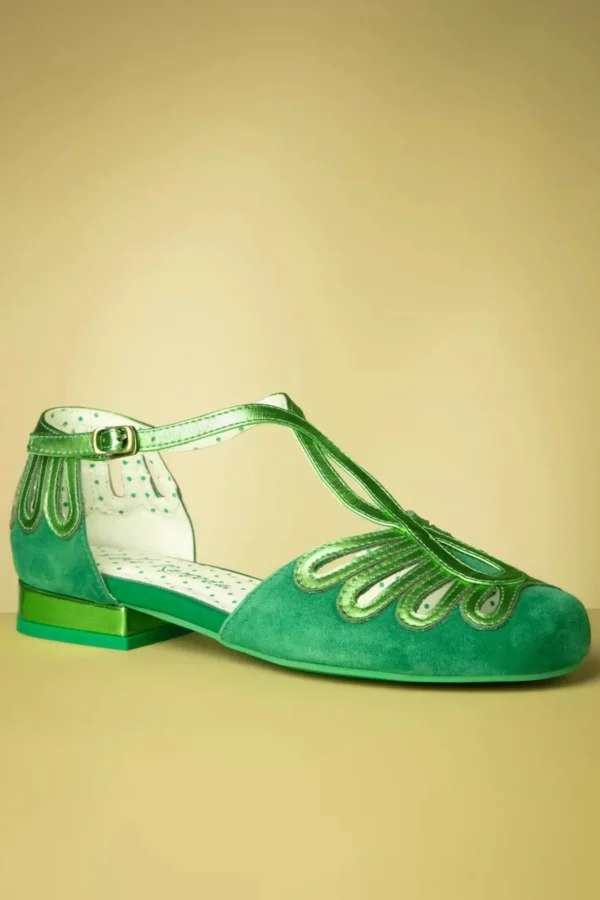Online Lola Ramona Penny Suede Dainty Ballerina's In Groen