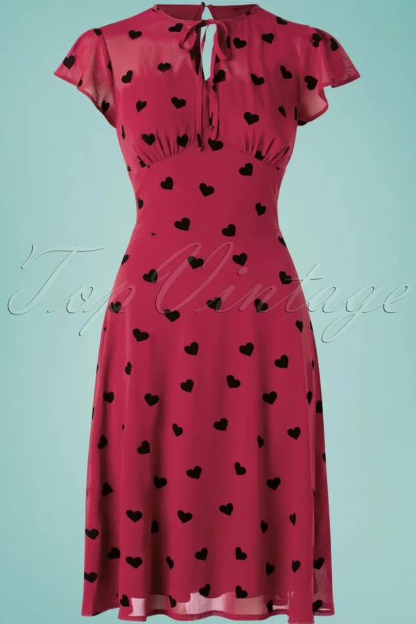 Flash Sale Vixen Peppa Chiffon Hearts Tea Jurk In Frambozenrood