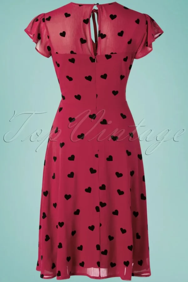 Flash Sale Vixen Peppa Chiffon Hearts Tea Jurk In Frambozenrood