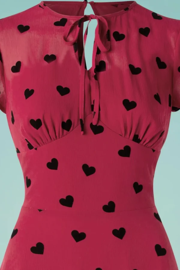 Flash Sale Vixen Peppa Chiffon Hearts Tea Jurk In Frambozenrood