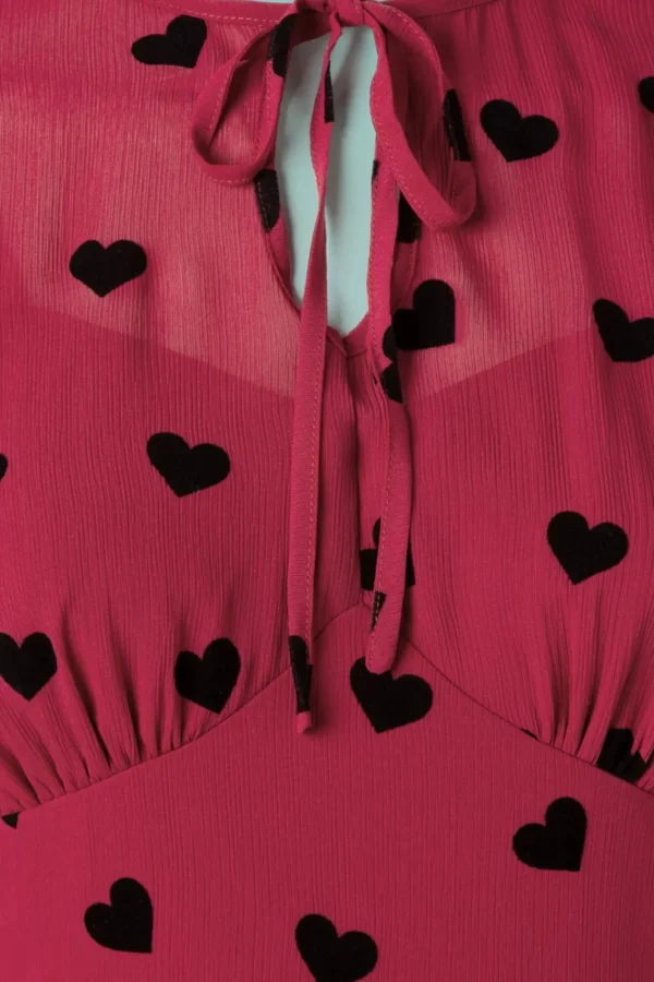 Flash Sale Vixen Peppa Chiffon Hearts Tea Jurk In Frambozenrood