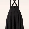 Outlet Vixen Pinstripe Suspender Swing Rok In Zwart