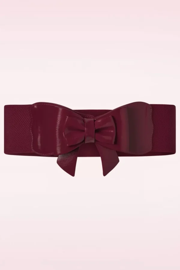 Clearance Banned Retro Play It Right Bow Belt In Bordeauxrood