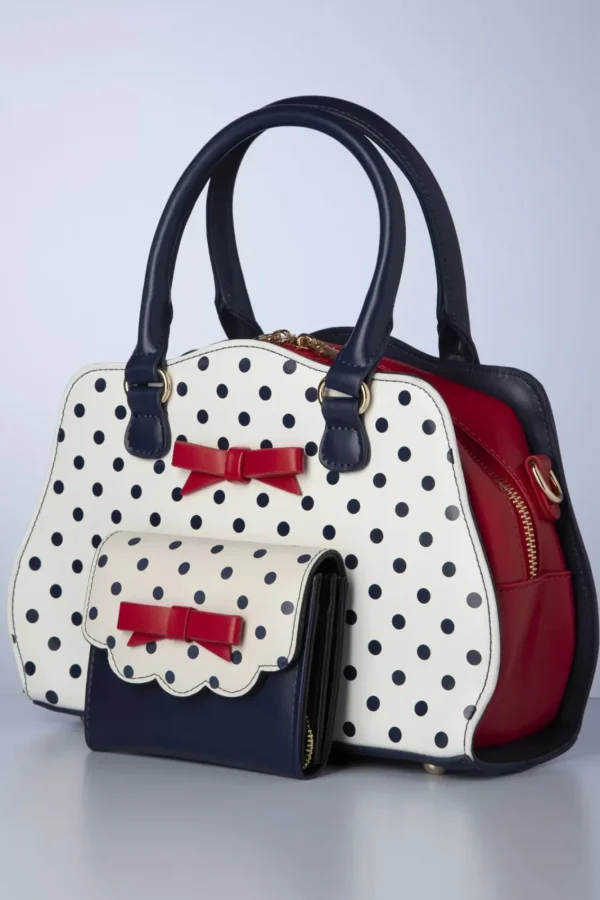 Best Sale Banned Retro Poppy Polka Portemonnee In Navy En Wit