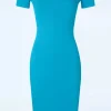 Outlet Vintage Chic for Topvintage Rachel Pencil Jurk In Aqua Blauw