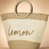 Cheap Smashed Lemon Raffia Boho Draagtas In Zand